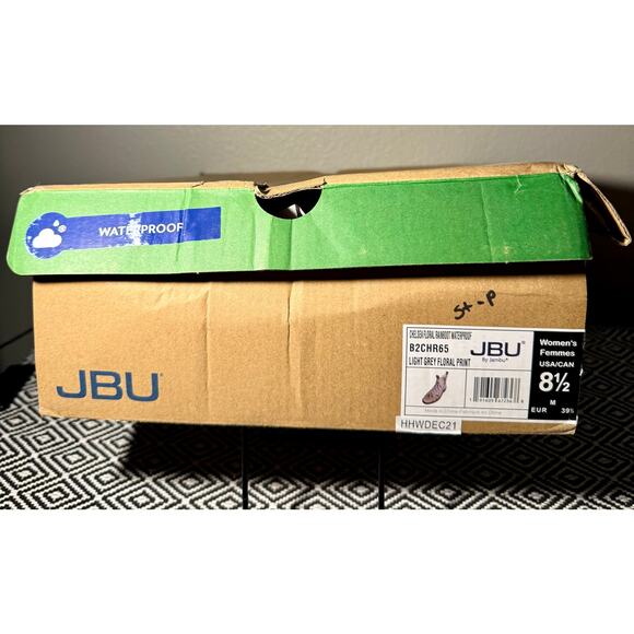 Gray Rubber & Purple JBU by JAMBU Chelsea Floral Pull On Ankle Rain Boots 8.5 M - Picture 13 of 13